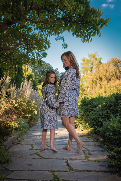 Mommy & Me Veetzie Kimono Robes - Blue&White Liberty Floral