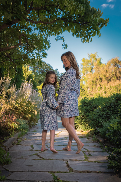 Mommy & Me Veetzie Kimono Robes -  Blue&White Liberty Floral